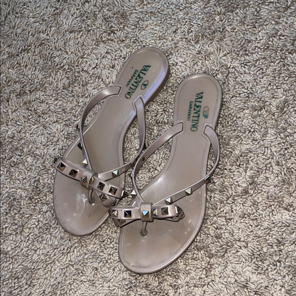 Valentino Taupe Studded Women's Sandals